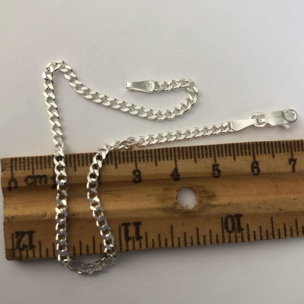 925 Silver 3mm 8” bracelet cuban chain unisex